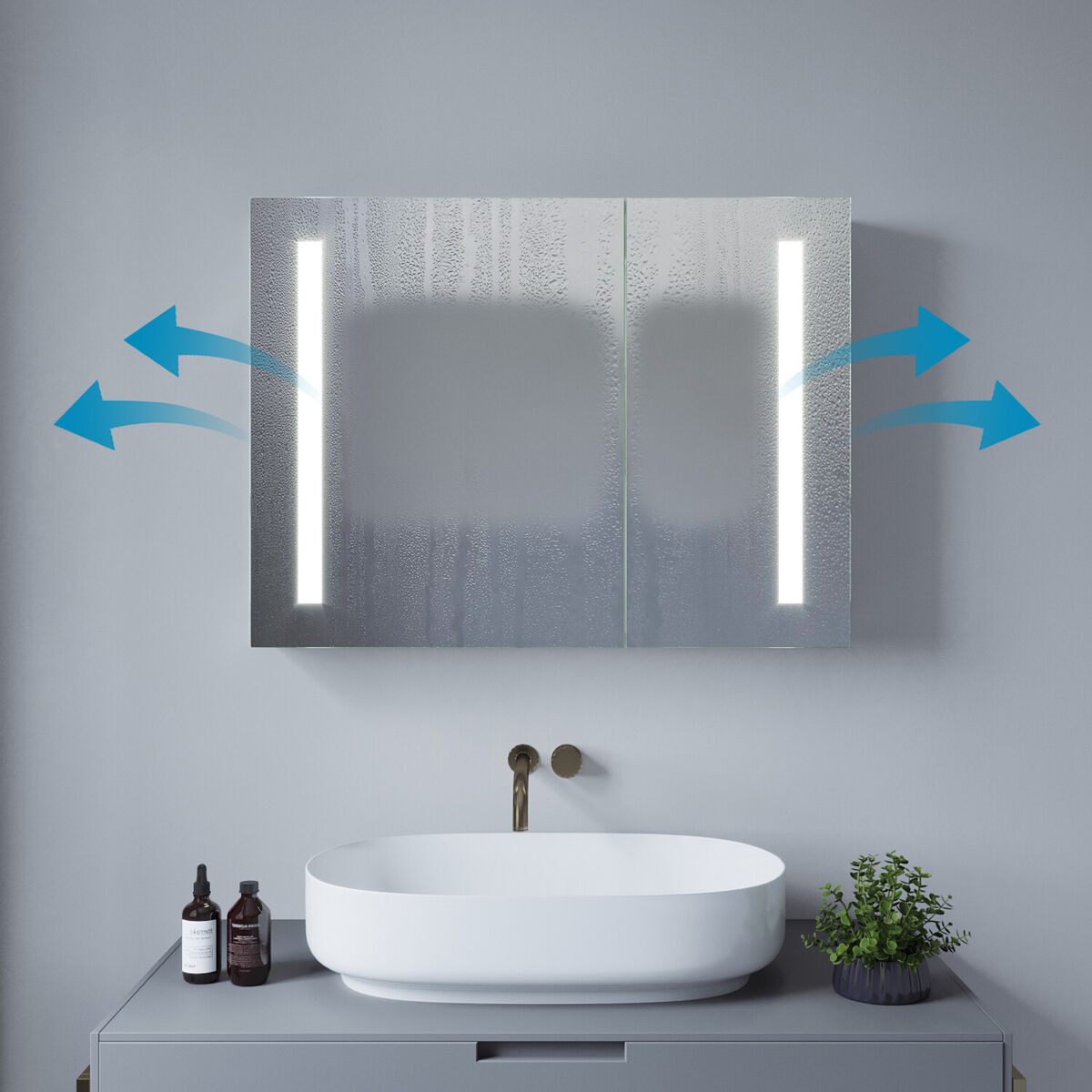 Bad Spiegelschrank Mit Led Beleuchtung Badspiegel Anti-Beschlag in Badezimmerspiegel Oder Spiegelschrank